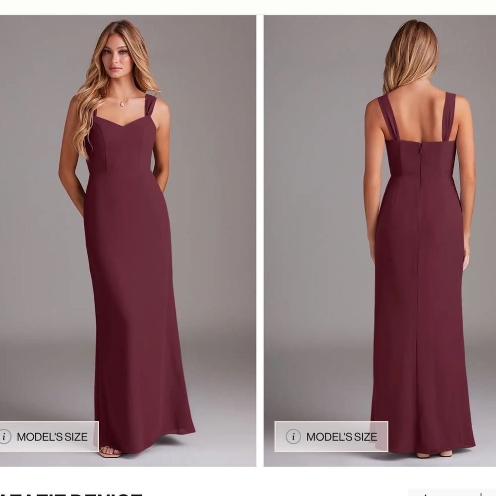 Azazie Denice Cabernet Sheath Maxi Dress Sweetheart Neckline